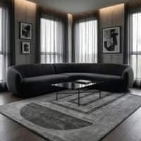 Jaipur Rugs Geometric Wool And Viscose 5x8 Feet Ashley Blue And Black Olive Hand Tufted Rug Carpet