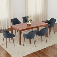 Atlas Solid Wood 6 Seater Compact Dining Table with 6 Rochelle Lounge Chair