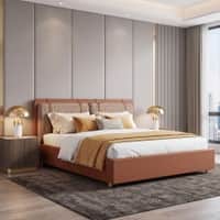 Cassina Engineered Wood King Size Bed With Hydraulic Storage Duel tone in Clay Knit and Russet Brown Leatherette