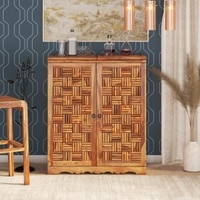 Calipo Sheesham Wood Bar Cabinet in Teak Finish