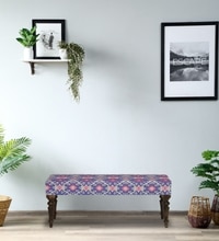 Utthita Sheesham Wood Upholstered Bench In Walnut Finish