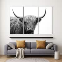 Truss Pcs White Black Highland Cow Framed Canvas Wall Canvas Wall Prints Set of 3 Multicolor Matte