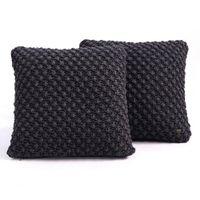 Spencer Black Solid 18X18 Inches Cotton Cushion Cover