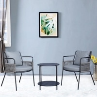 Paola Outdoor Table Set with 1 Table and 2 Chairs Gun Metal In Grey