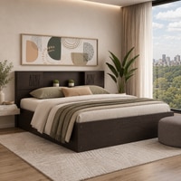 Horae Engineered Wood King  Size Bed With Drawer Storage (Melamine Finish)