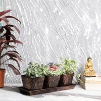 Metal Table Planters With Tray Set Of 4 In Copper And Black Colour