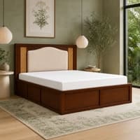 Reva Solid Wood Comfort Queen Bed Box Storage Provincial Teak Finish Mattress 60 x 78 Inches