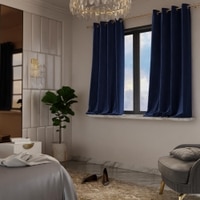 Stoa Paris Velvet Curtains for Window, Premium Dim-Out Curtain for Pack of 2, Date Night - Blue Enigma