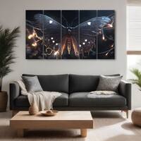 The Castle Decor Butterflies Art Wall Painting Wooden Framed Digital Painting 27x48 Inch