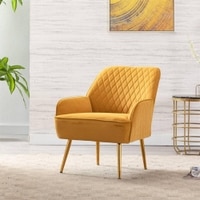 Ellie Solid Wood Accent Chair in Yellow Colour