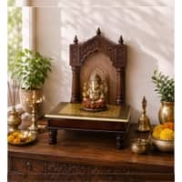 Desert Art Wooden Brass Fitted Bajot 15 x 15 Inch