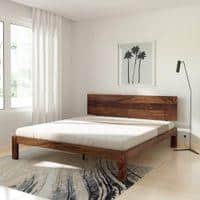 Triplet Solid Wood King Size Non Storage Bed In Provincial Teak Finish
