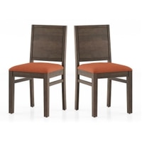 Atlas Solid Wood Dining Chair in Danish Walnut Finish & Burnt Orange Colour - Set of 2
