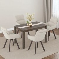 Atlas Crest Solid Wood 4 Seater Dining Table With Bren Swivel Dining Chairs