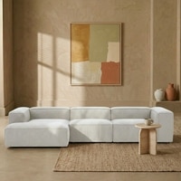 Elegantedge Wood Right Aligned 3-Seater With Upholstery Non Storage Sofa In White Colour