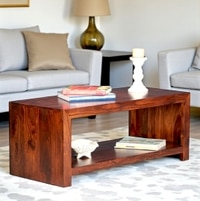 Kassel Sheesham Wood Contemporary Rectangle Coffee Table In Honey Oak Finish