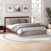 Claudia Engineered Wood Queen  Size Bed Without Storage (Dark Acacia Finish, Greige Grey Colour)