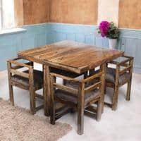 Kingston Sheesham Wood Accent 4 Seater Dining Table Set