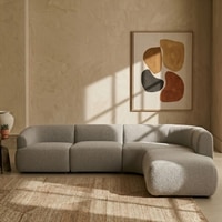Zenliving Wood Left Aligned 3-Seater With Upholstery Non Storage Sofa In Grey Colour