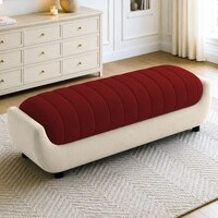 Marko Velvet 2 Seater 5 Feet Ottoman Bench in Maroon & Cream  Color