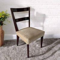 Newport wood Dining Chair in Beige Mossy Fabric Cushioning with DARK WALNUT FINISH