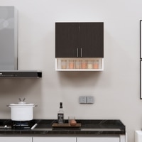 2 Doors Modular Wall Mounted Kitchen Cabinet With Organizer Shelf In Highland Pine Finish