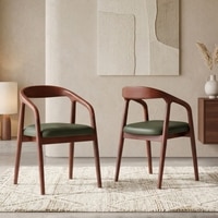 Zen Solid Wood Dining Chair in Honey Finish & Olive Leatherette Colour