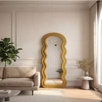 The Artment Mustard Ripple Edge Unbreakable Floor Mirror For Home (170 X 70 CM)