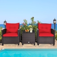Carry Bird Wicker Patio Furniture Outdoor Balcony Chairs In Red Colour
