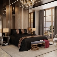 Stoa Paris Satin Bedsheet for Double Bed (228 cm x 254 cm) with 2 Pillow Covers heet for Black Gold