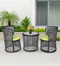 Brisbane Wicker Table And Chair Set Black And White Finish