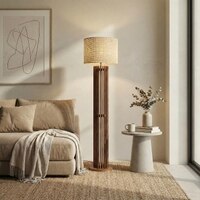 Ventus Beige Jute Floor Lamp with Beige Jute Base