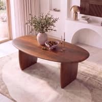 Zen Asymmetric Solid Wood 6 Seater Dining Table in Honey Finish