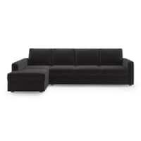 Apollo Compact Fabric Sectional Compact Sofa (Colour : Pebble Grey, Cushion : Soft, Back Type : Regular, Seating Capacity : Left Aligned 3 Seater + Left Aligned Chaise)