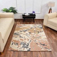 Multicolor Abstract Machine Made Polyester 4 X 6 Feet Carpet
