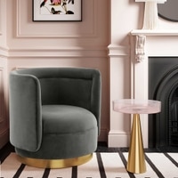 Bateau Solid Wood Lounge Chair in Dark Grey Colour