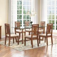 Bourdaine Glass 6 Seater Dining Table In Teak Finish