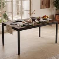 Holven 6 Seater Rectangular Dining Table Brown Maple & Black