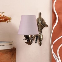 Devansh Metal Electric Wall Light in Antique Gold Colour with Grey Shade Count of 1 Light