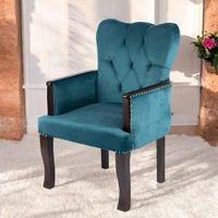 Arista Sheesham Wood Accent  Chair in Turquoise colour