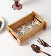 Decorative Tray Tray For Gifting Peacock Design Rectangle Tray Pine Wood Tray Tray For Kitchen Organizer (1 Piece)