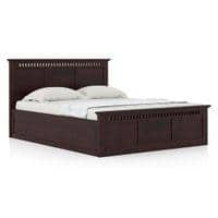 Fidora Solid Wood Queen Box Storge Bed In Mahogany Finish