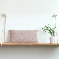 Moss Marld Knit Cushion Cover  Pale Pink Beige 12X20  Inches