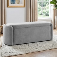 Risibol   Velvet 2 Seater Ottoman Bench with Storage in Grey  Color