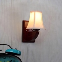 Devansh Wood Wall Mounted Lamp With Off-White Cotton Shade