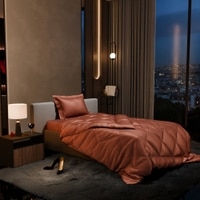 Stoa Paris Comforter for Single Bed, 300TC Satin Comforters in Melted Caramel
