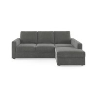 Apollo Sofa (Colour : Ash Grey Velvet, Cushion : Hard, Back Type : Regular, Seating Capacity : Right Aligned 2 Seater + Right Aligned Chaise + Ottoman)