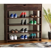Meridian Solid Wood Shoe Rack in Walnut Finish