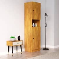 Hexa Red Wooden 2 Door Wardrobe with Hanging Space in Giant Wood Colour