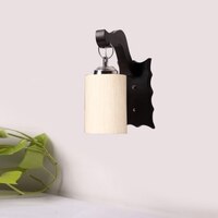 Devansh Solid Wood Electric Wall Light in Brown Colour with off-white Shade Count of 1 Light